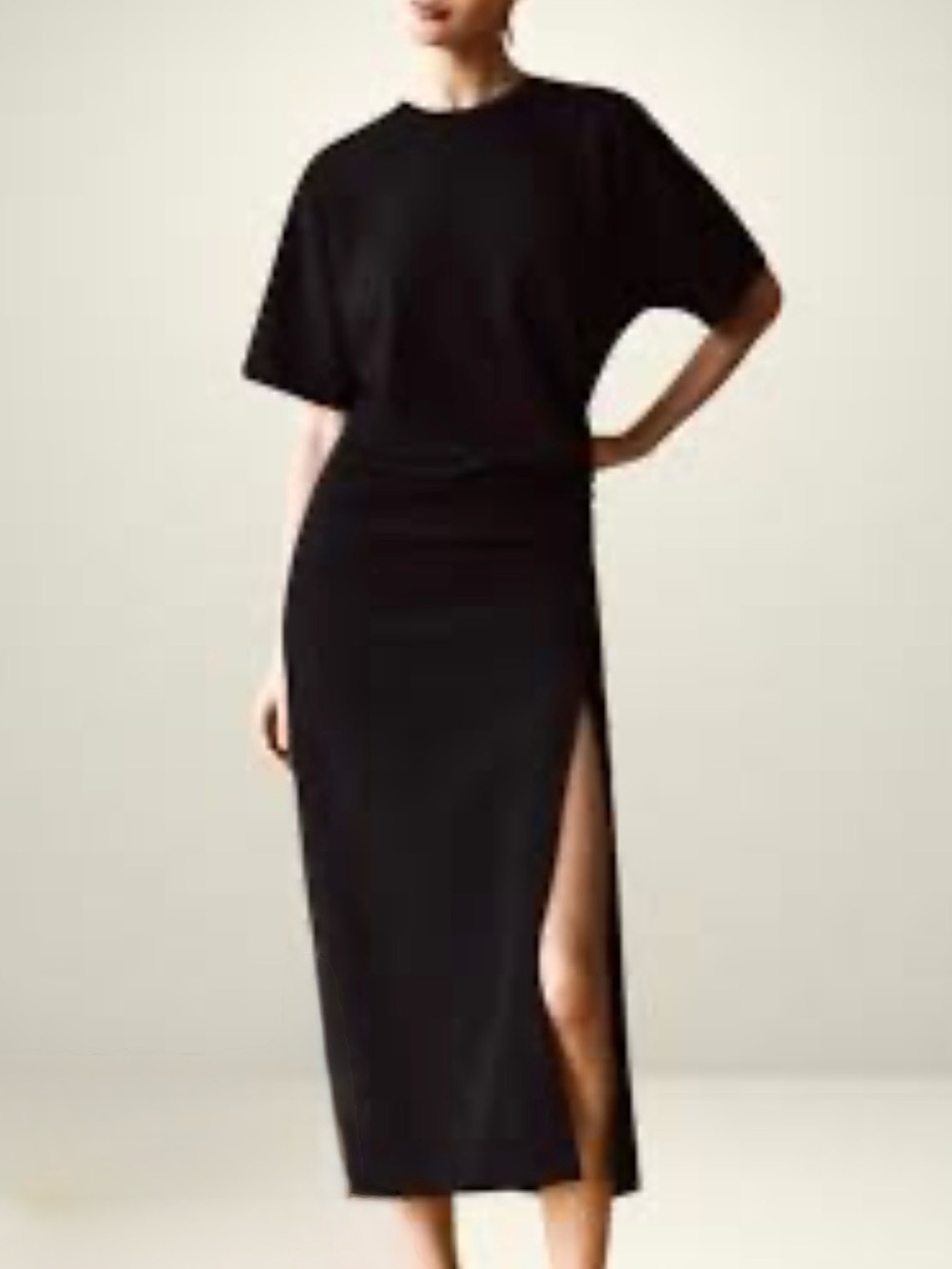 Zara Black Midi Dress with High Side Slit